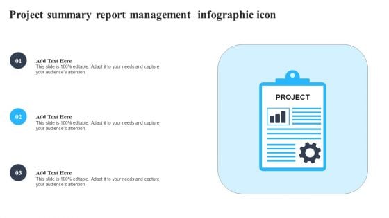 Project Summary Report Management Infographic Icon Background PDF