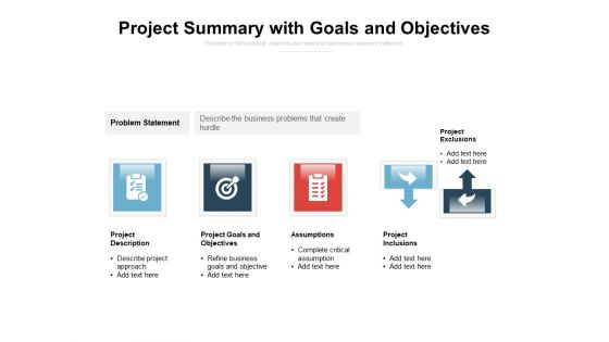 Project Summary With Goals And Objectives Ppt PowerPoint Presentation Styles Brochure PDF