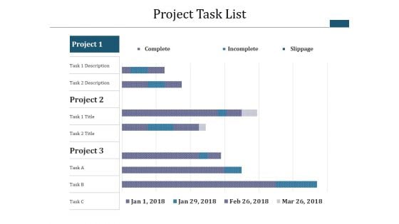 Project Task List Template 2 Ppt PowerPoint Presentation Infographics Example Topics