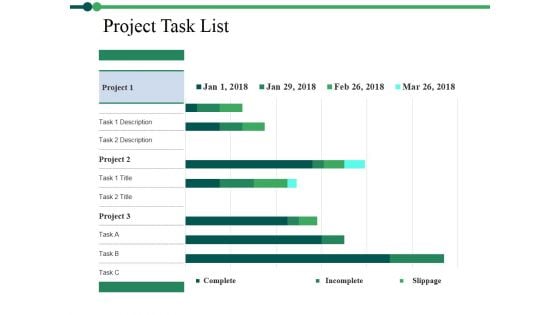 Project Task List Template 2 Ppt PowerPoint Presentation Inspiration Designs