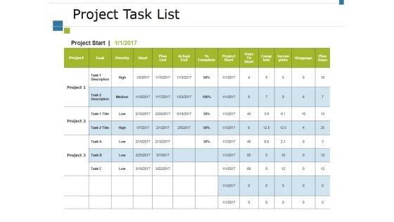 Project Task List Template 2 Ppt PowerPoint Presentation Slides Good