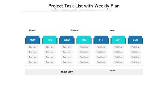 Project Task List With Weekly Plan Ppt Infographic Template Graphic Tips PDF