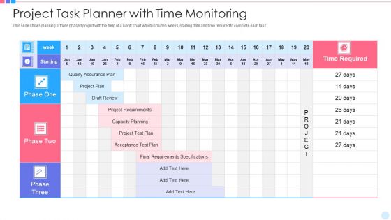 Project Task Planner With Time Monitoring Sample PDF