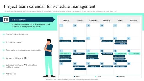 Project Team Calendar For Schedule Management Ppt PowerPoint Presentation Diagram Lists PDF