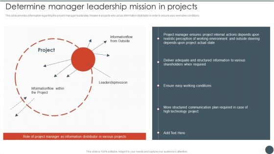 Project Team Engagement Tasks Determine Manager Leadership Mission In Projects Mockup PDF