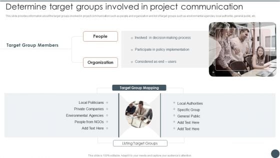 Project Team Engagement Tasks Determine Target Groups Involved In Project Communication Summary PDF