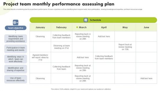 Project Team Monthly Performance Assessing Plan Inspiration PDF Project Team Monthly Performance Assessing Plan Inspiration PDF