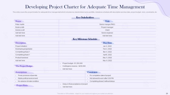 Project Time Management Execution Strategies Ppt PowerPoint Presentation Complete Deck With Slides Slide20