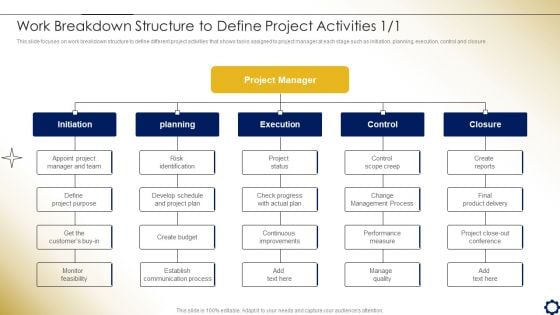 Project Time Management To Enhance Productivity Work Breakdown Structure To Define Project Activities Introduction PDF