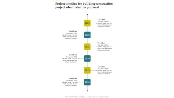 Project Timeline For Building Construction Project Administration Proposal One Pager Sample Example Document