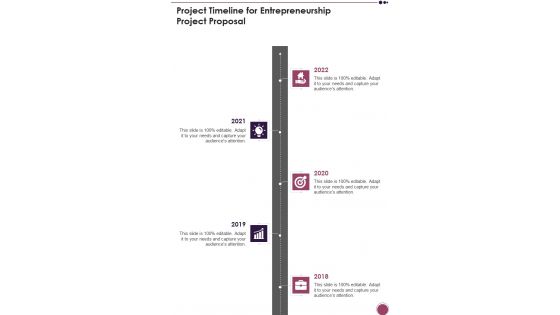 Project Timeline For Entrepreneurship Project Proposal One Pager Sample Example Document