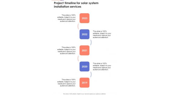 Project Timeline For Solar System Installation Services One Pager Sample Example Document Project Timeline For Solar System Installation Services One Pager Sample Example Document