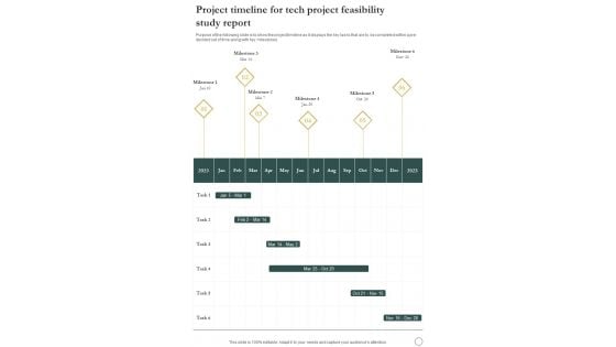 Project Timeline For Tech Project Feasibility Study Report One Pager Sample Example Document Project Timeline For Tech Project Feasibility Study Report One Pager Sample Example Document