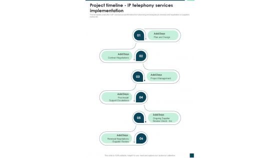 Project Timeline IP Telephony Services Implementation One Pager Sample Example Document Project Timeline IP Telephony Services Implementation One Pager Sample Example Document