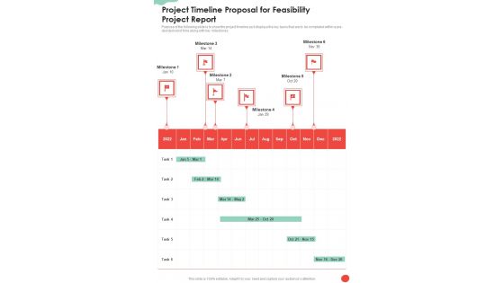 Project Timeline Proposal For Feasibility Project Report One Pager Sample Example Document