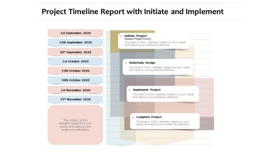 Project Timeline Report With Initiate And Implement Ppt PowerPoint Presentation Infographic Template Introduction PDF