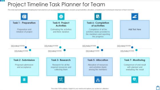 Project Timeline Task Planner For Team Themes PDF