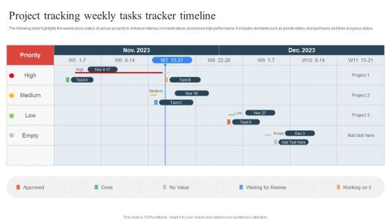 Project Tracking Weekly Tasks Tracker Timeline Elements PDF