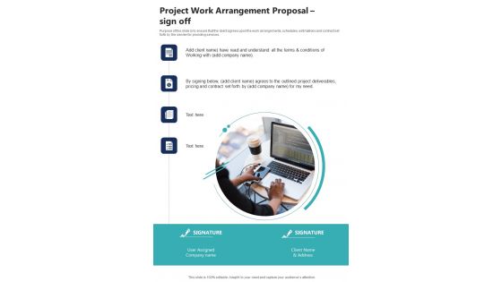 Project Work Arrangement Proposal Sign Off One Pager Sample Example Document