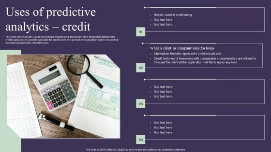 Projection Model Uses Of Predictive Analytics Credit Icons PDF