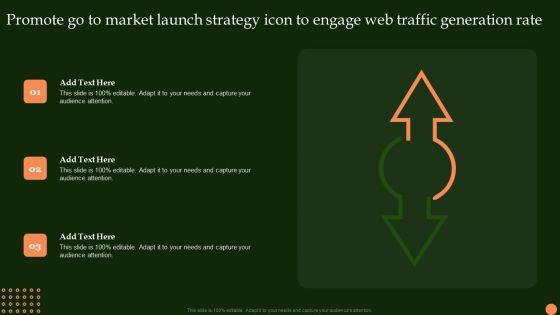 Promote Go To Market Launch Strategy Icon To Engage Web Traffic Generation Rate Download PDF