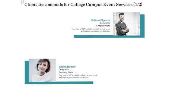 Promoting University Event Client Testimonials For College Campus Event Services Diagrams PDF