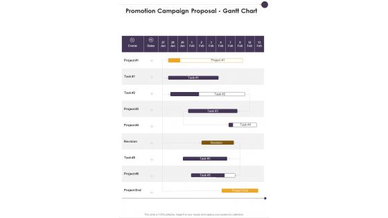 Promotion Campaign Proposal Gantt Chart One Pager Sample Example Document