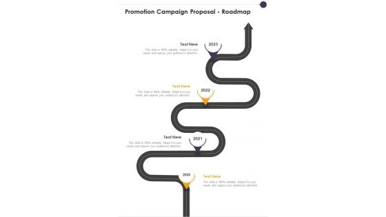 Promotion Campaign Proposal Roadmap One Pager Sample Example Document Promotion Campaign Proposal Roadmap One Pager Sample Example Document
