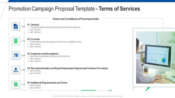 Promotion Campaign Proposal Template Terms Of Services Ppt Professional Graphic Tips PDF