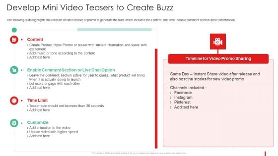 Promotion Guide To Advertise Brand On Youtube Develop Mini Video Teasers To Create Buzz Topics PDF