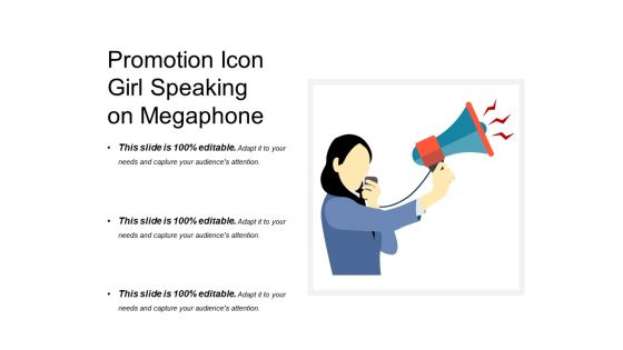 Promotion Icon Girl Speaking On Megaphone Ppt PowerPoint Presentation Professional Introduction PDF