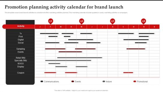 Promotion Planning Activity Calendar For Brand Launch Brand Introduction Plan Rules PDF