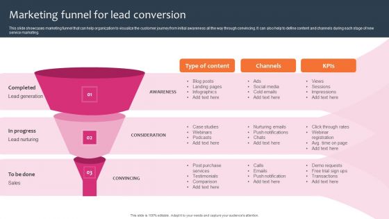 Promotion Sales Techniques For New Service Introduction Marketing Funnel For Lead Conversion Information PDF
