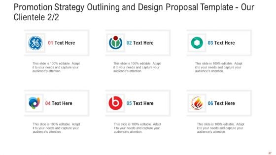 Promotion Strategy Outlining And Design Proposal Template Ppt PowerPoint Presentation Complete Deck With Slides