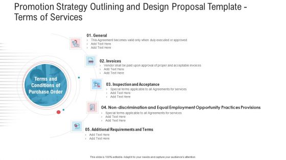 Promotion Strategy Outlining And Design Proposal Template Terms Of Services Ideas PDF