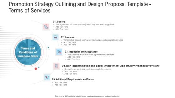 Promotion Strategy Outlining And Design Proposal Template Terms Of Services Ideas PDF