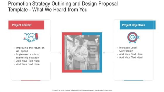 Promotion Strategy Outlining And Design Proposal Template What We Heard From You Inspiration PDF Promotion Strategy Outlining And Design Proposal Template What We Heard From You Inspiration PDF