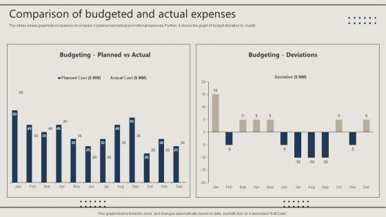 Promotion Techniques Used By B2B Firms Comparison Of Budgeted And Actual Expenses Infographics PDF