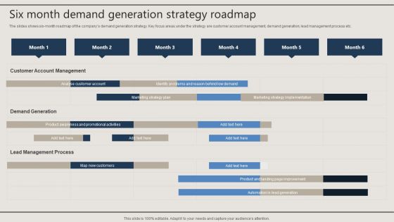 Promotion Techniques Used By B2B Firms Six Month Demand Generation Strategy Roadmap Clipart PDF