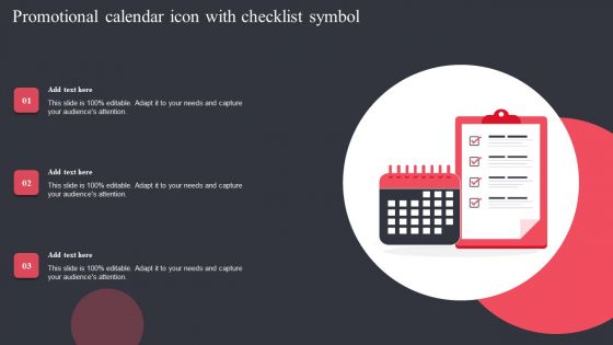 Promotional Calendar Icon With Checklist Symbol Formats PDF