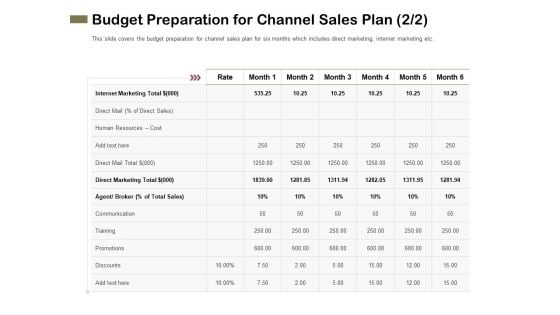 Promotional Channels And Action Plan For Increasing Revenues Budget Preparation For Channel Sales Plan Rules PDF
