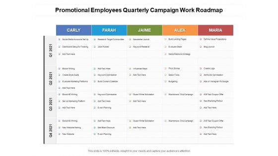 Promotional Employees Quarterly Campaign Work Roadmap Inspiration