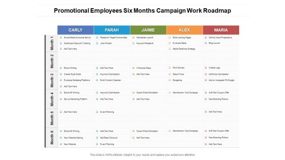 Promotional Employees Six Months Campaign Work Roadmap Portrait