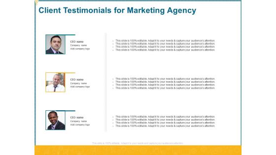 Promotional Services Client Testimonials For Marketing Agency Ppt Summary Designs Download PDF