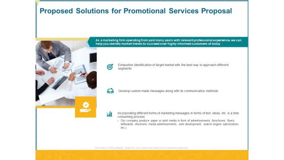 Promotional Services Proposal Ppt PowerPoint Presentation Complete Deck With Slides