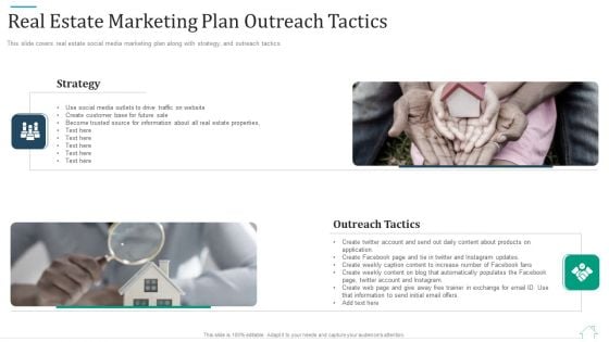 Promotional Strategy For Real Estate Project Real Estate Marketing Plan Outreach Tactics Slides PDF