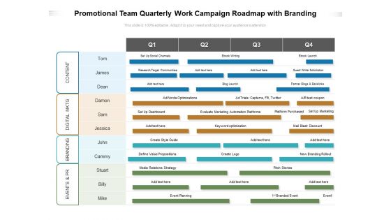 Promotional Team Quarterly Work Campaign Roadmap With Branding Microsoft