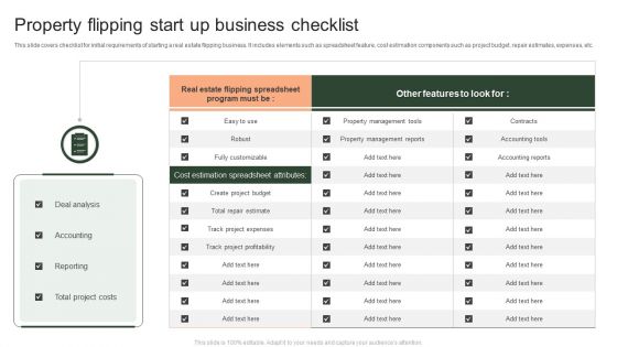 Property Flipping Start Up Business Checklist Ppt PowerPoint Presentation File Slides PDF