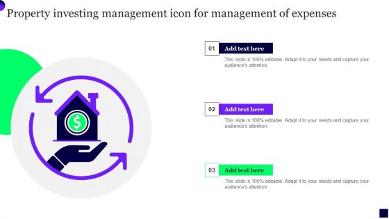 Property Investing Management Icon For Management Of Expenses Brochure PDF