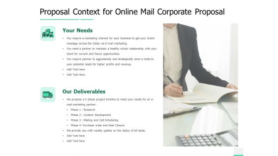 Proposal Context For Online Mail Corporate Proposal Ppt Ideas Sample PDF